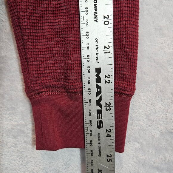 American Eagle Womens Burgundy Waffle Knit Hoodie Pullover Top Size L - Picture 5 of 7